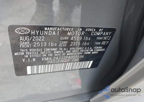 2023 Hyundai Sonata Hybrid Blue из США, поврежденный, VIN KMHL24JJ2PA055586